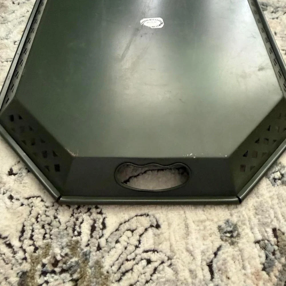Vintage Nashco Green floral metal tray with handles